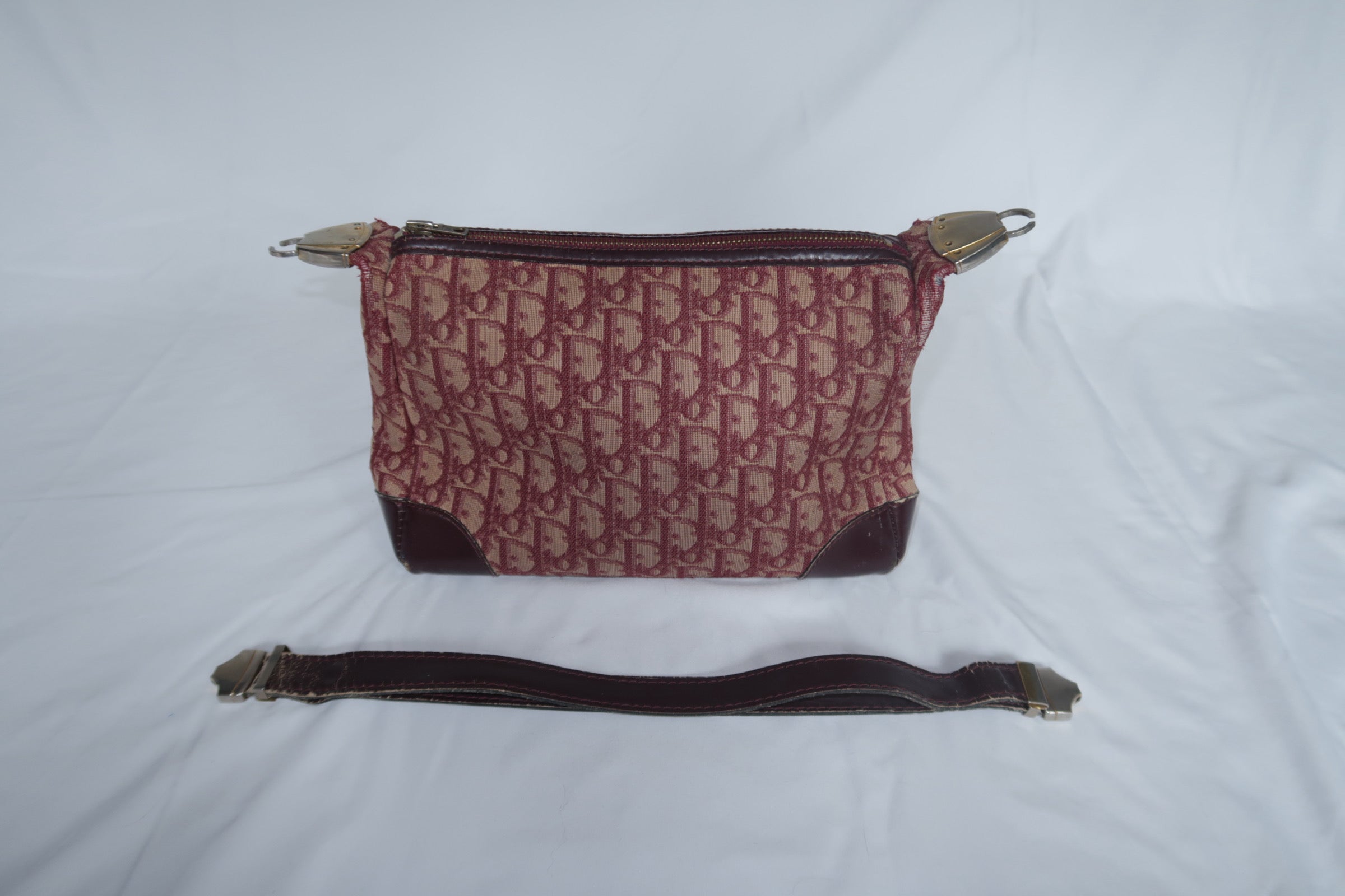 Dior Burgundy Canvas Shoulder Bag
