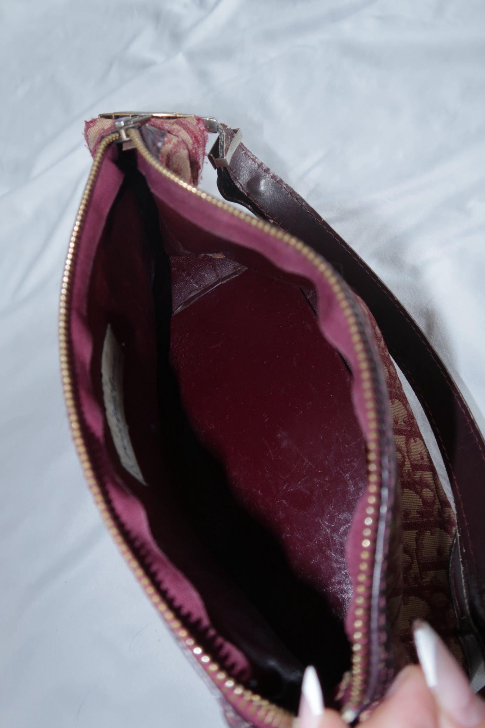 Dior Burgundy Canvas Shoulder Bag